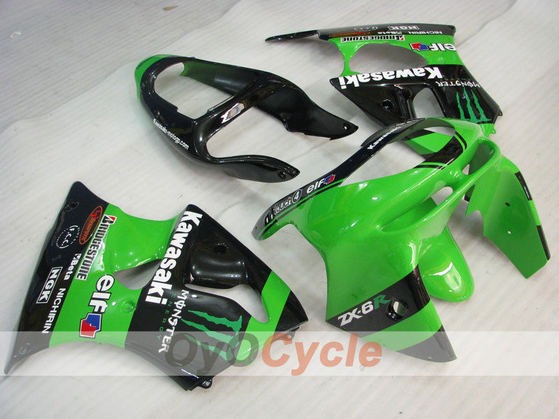 Fairing kit for 98-99 NINJA ZX-6R - Green, Black - Monster