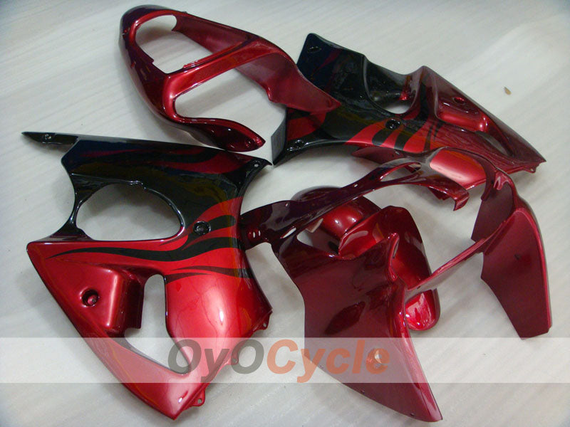 Injection Fairing kit for 00-02 NINJA ZX-6R - Red, Black - Flame