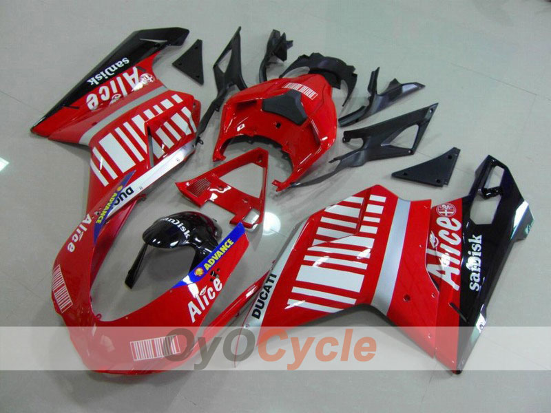 Injection Fairing kit for 07-09 Ducati 1098 - Red, Black - Alice #OYO87902283