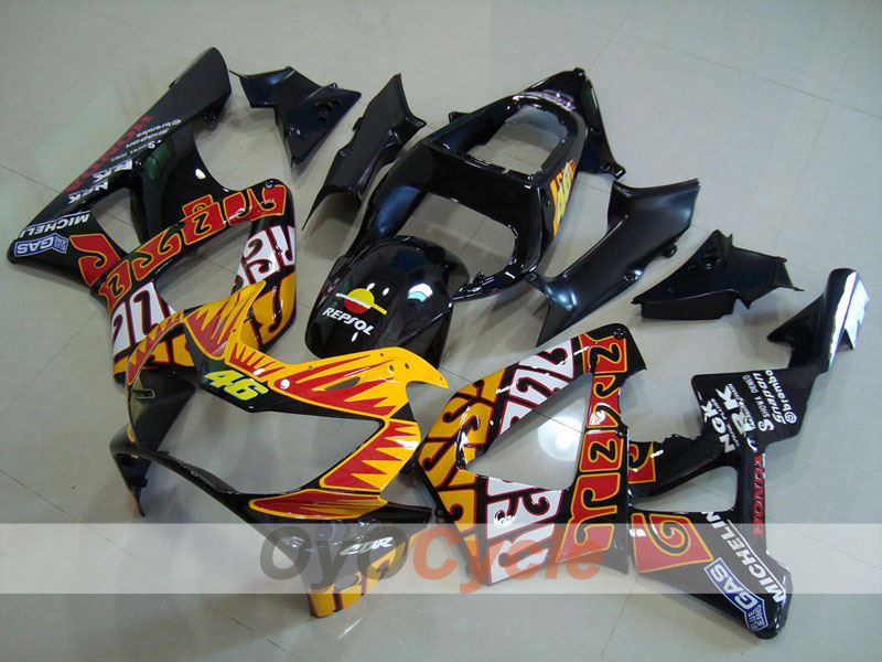 Injection Fairing kit for 00-01 CBR900RR 929 - Yellow, Black - Rossi #OYO87902750 Main image