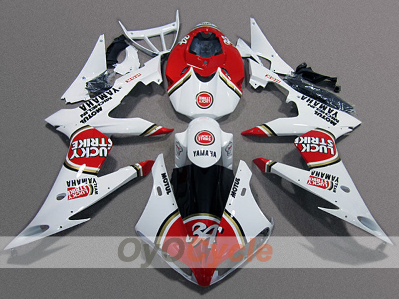 Injection Fairing kit for 08-16 YZF-R6 - Red, White - Lucky Strike #OYO87904739 Main image