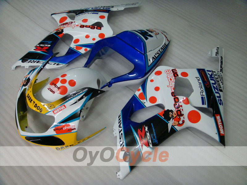 Injection Fairing kit for 00-02 GSX R1000 - Blue, White - Dark Dog, MOTUL #OYO87901723 Main image