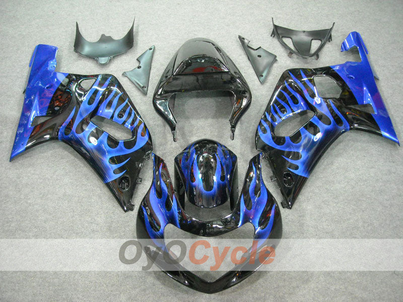 Injection Fairing kit for 01-03 GSX R600 - Blue, Black - Flame #OYO87901042