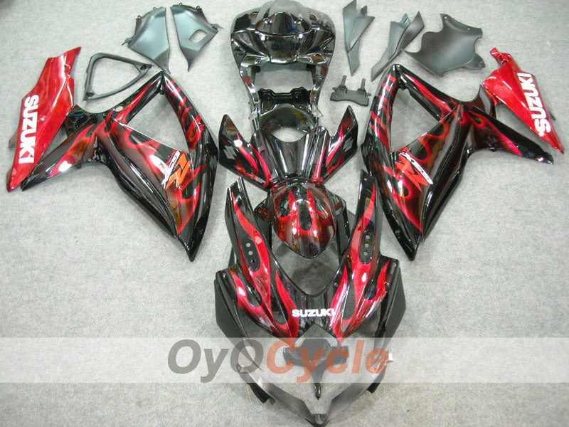 Injection Fairing kit for 08-10 GSX R600 - Red, Black - Flame #OYO87901626 Secondary image