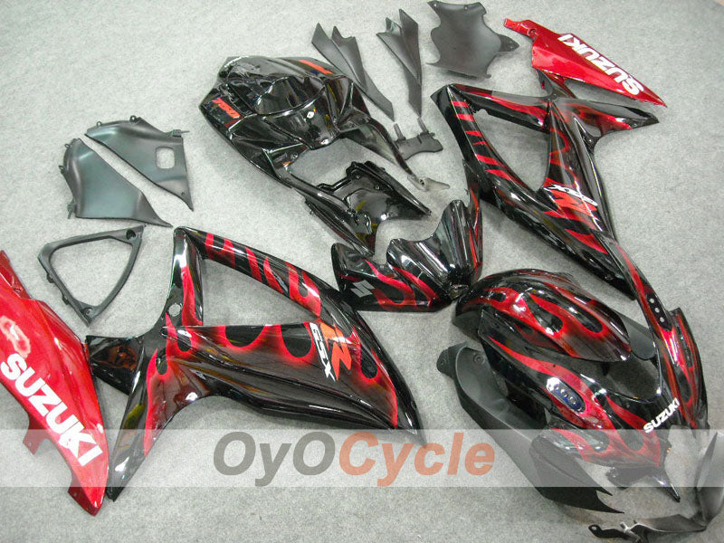 Injection Fairing kit for 08-10 GSX R750 - Red, Black - Flame #OYO87901429 Secondary image