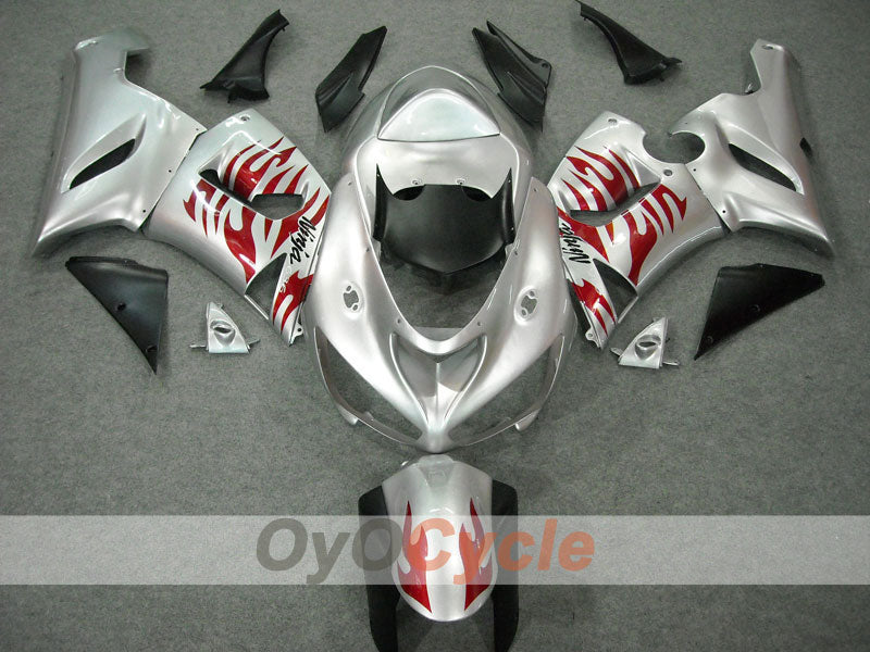Injection Fairing kit for 05-06 NINJA ZX-6R - Red, Silver - Flame #OYO87901864 Secondary image