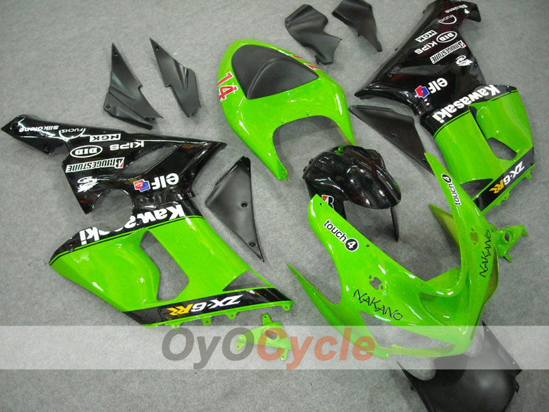 Injection Fairing kit for 05-06 NINJA ZX-6R - Green, Black - Nakano #OYO87901887 Secondary image