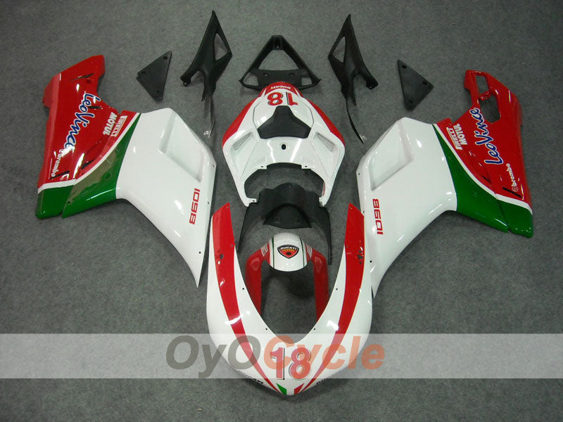 Injection Fairing kit for 07-09 Ducati 1098 - Red, White - Factory Style #OYO87902310 Main image
