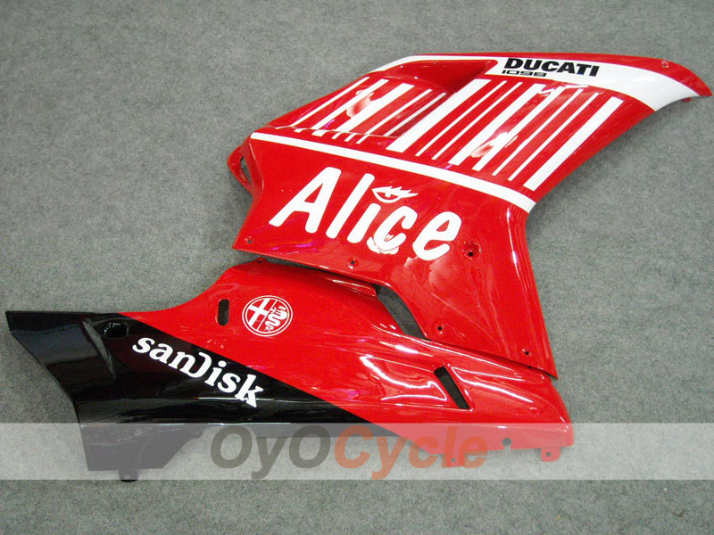 Injection Fairing kit for 08-13 Ducati 848 - Red, Black - Alice #OYO87902174