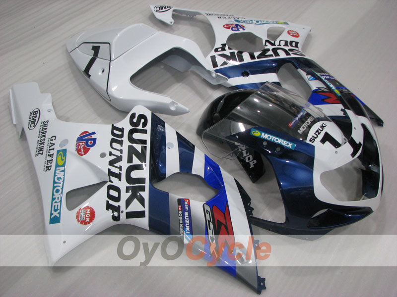 Injection Fairing kit for 00-03 GSX R750 - White, Black - DUNLOP #OYO87905167 Main image