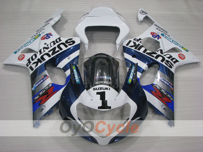 Injection Fairing kit for 00-02 GSX R1000 - Blue, White - DUNLOP #OYO87905213 Main image