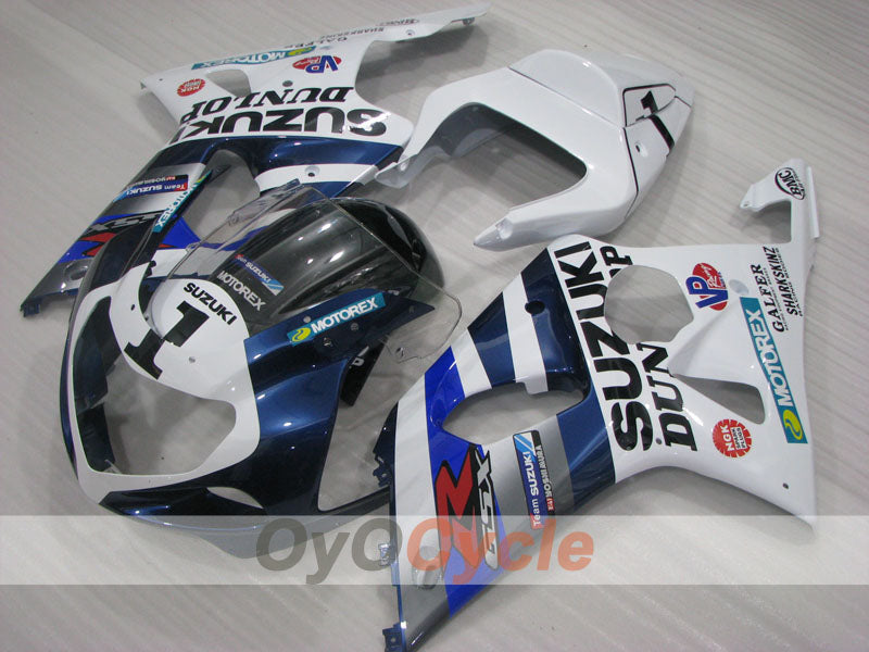 Injection Fairing kit for 01-03 GSX R600 - Blue, White - DUNLOP #OYO87905081