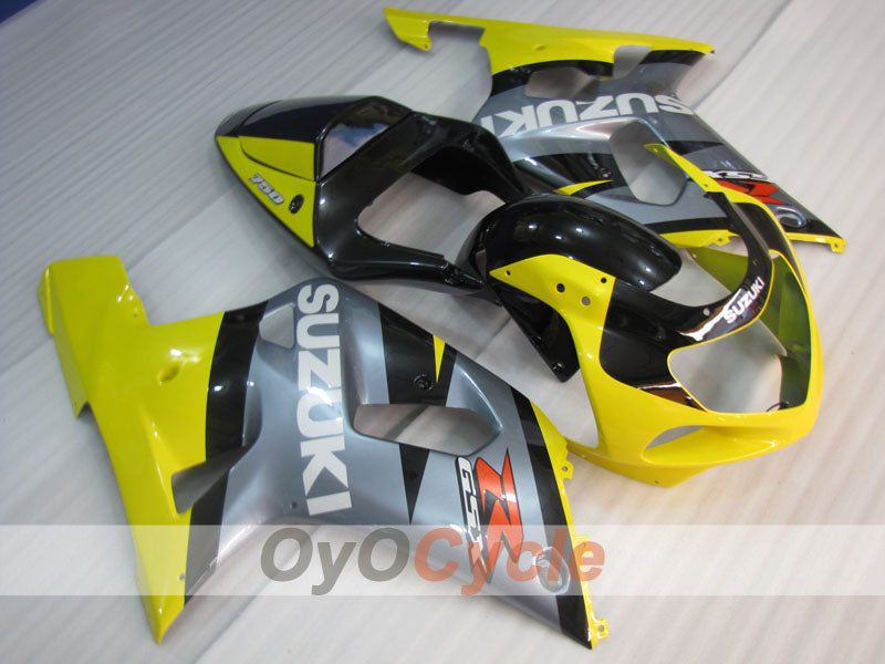Injection Fairing kit for 00-03 GSX R750 - Yellow, Silver - Factory Style #OYO87905118 Main image