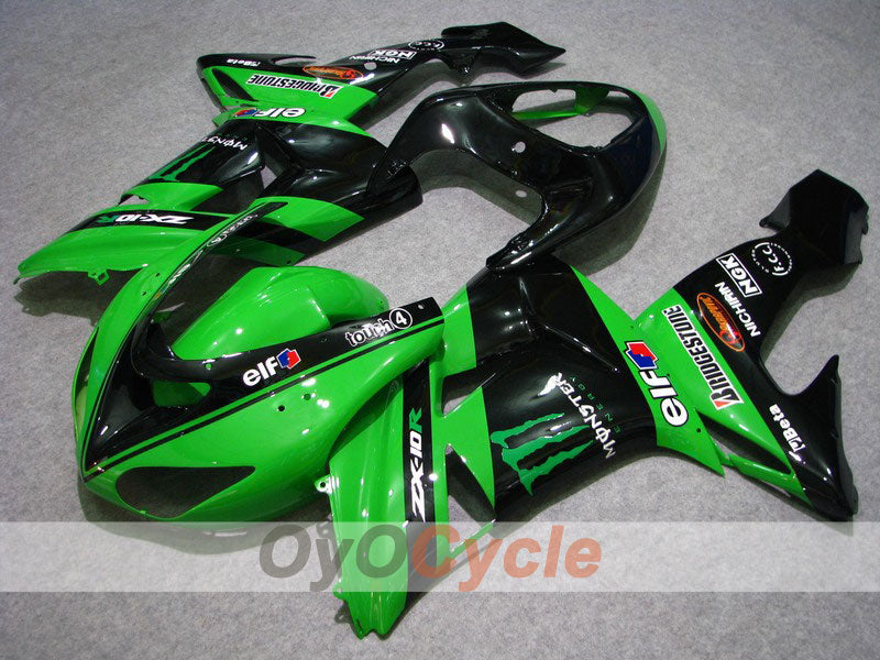 Injection Fairing kit for 06-07 NINJA ZX-10R - Green, Black - Monster #OYO87901628