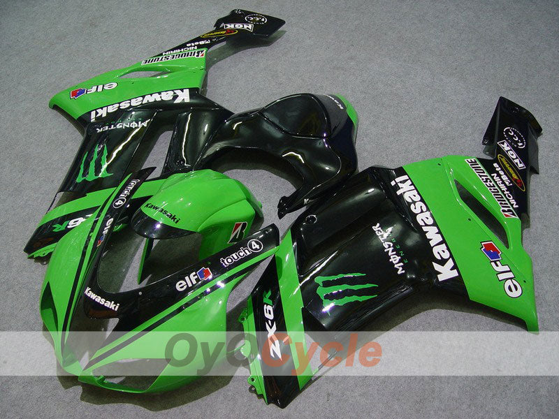 Injection Fairing kit for 07-08 NINJA ZX-6R - Green, Black - Monster #OYO87901954 Main image
