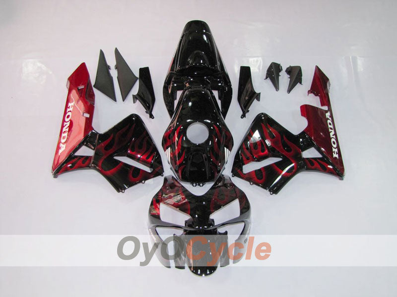 Injection Fairing kit for 03-04 CBR600RR - Red, Black - Flame #OYO87902509 Main image