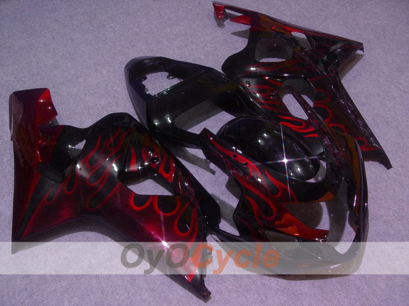 Injection Fairing kit for 04-05 GSX R750 - Red, Black - Flame #OYO87901251 Main image