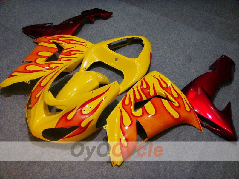 Injection Fairing kit for 06-07 NINJA ZX-10R - Red, Yellow - Flame #OYO87901595 Main image
