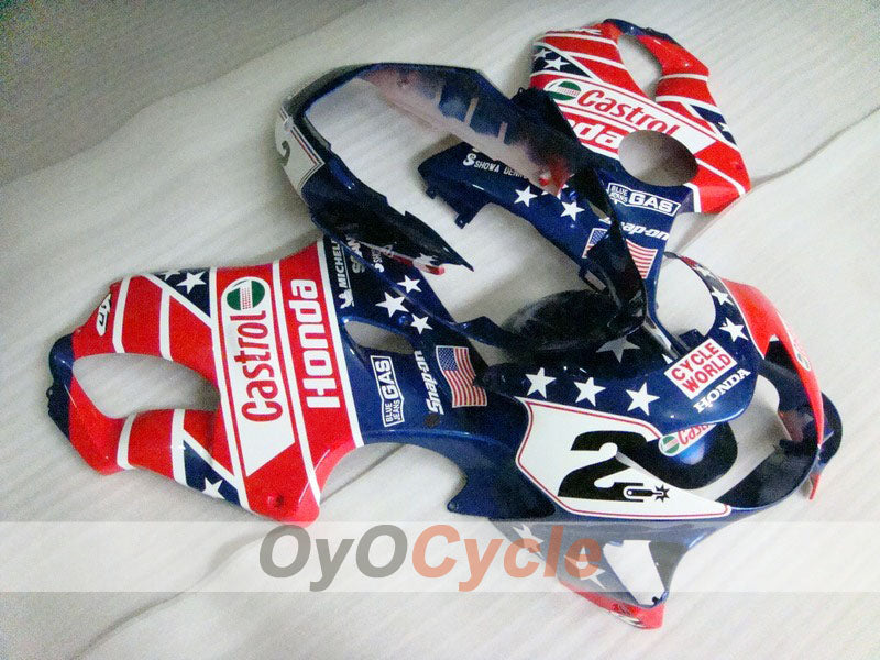 Injection Fairing kit for 99-00 CBR600F4 - Red, Blue - Castrol #OYO87900106 Main image