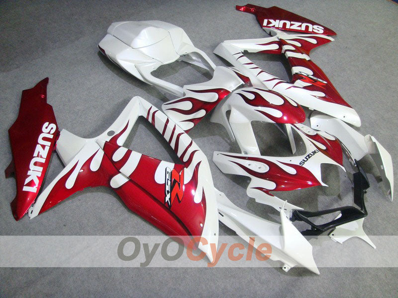 Injection Fairing kit for 08-10 GSX R750 - Red, White - Flame #OYO87901445 Main image