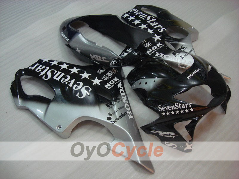 Injection Fairing kit for 99-00 CBR600F4 - Black, Silver - SevenStars #OYO87900143 Main image