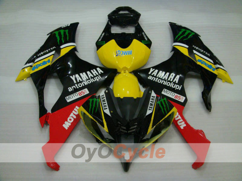 Injection Fairing kit for 08-16 YZF-R6 - Yellow, Black - Monster, MOTUL #OYO87900969 Main image