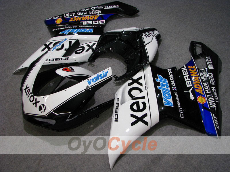Injection Fairing kit for 08-13 Ducati 848 - White, Black - Xerox #OYO87902268