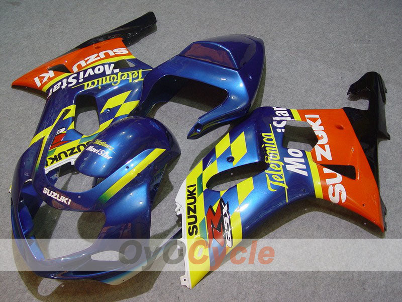 Injection Fairing kit for 01-03 GSX R600 - Yellow, Blue - Movistar #OYO87901067 Main image