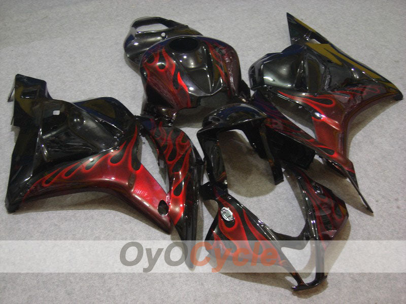 Injection Fairing kit for 09-12 CBR600RR - Red, Black - Flame #OYO87900442