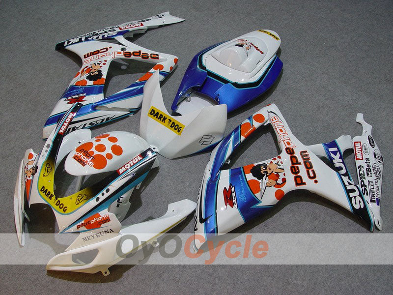 Injection Fairing kit for 06-07 GSX R600 - Blue, White - Dark Dog #OYO87901459 Main image