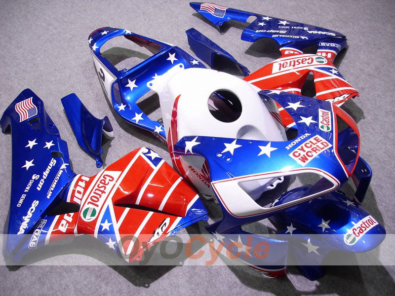 Injection Fairing kit for 03-04 CBR600RR - Red, Blue - Castrol #OYO87902507 Main image