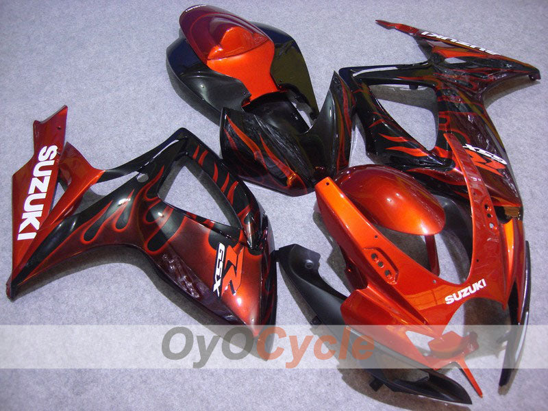 Injection Fairing kit for 06-07 GSX R750 - Orange, Black - Flame #OYO87901289 Main image