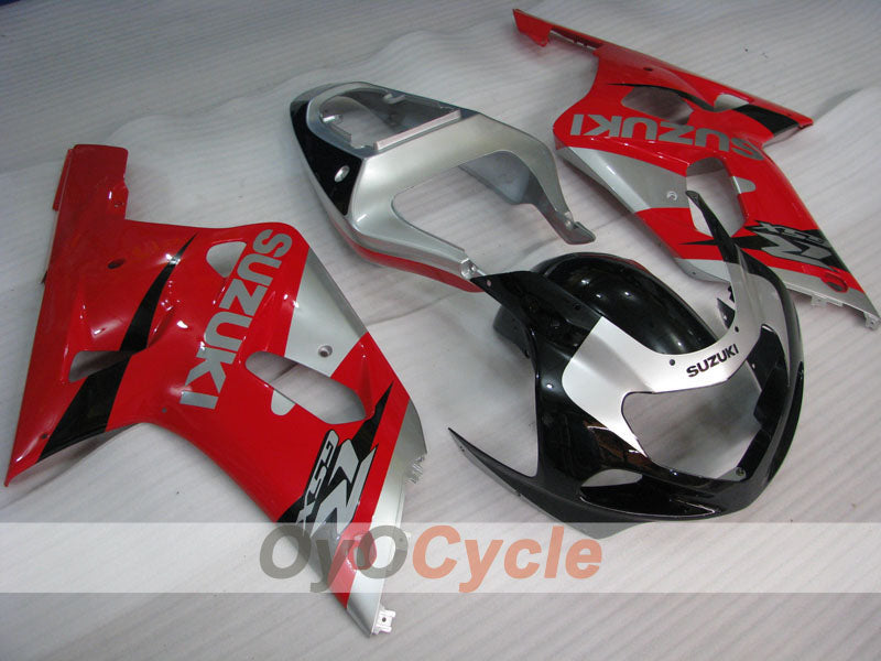 Injection Fairing kit for 01-03 GSX R600 - Red, Silver - Factory Style #OYO87905125