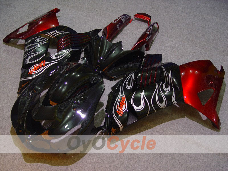 Injection Fairing kit for 06-11 NINJA ZX-14R - White, Black - Flame #OYO87902006 Main image