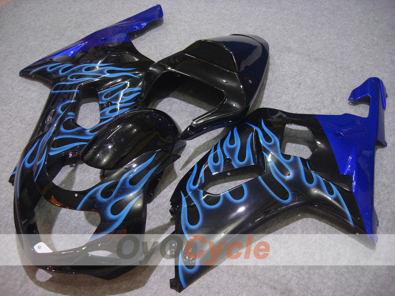Injection Fairing kit for 01-03 GSX R600 - Blue, Black - Flame #OYO87901045 Main image