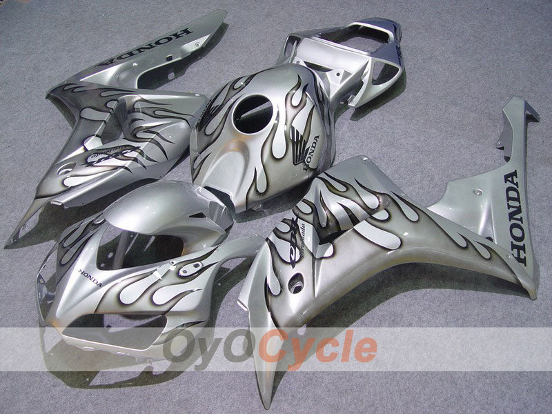 Injection Fairing kit for 06-07 CBR1000RR - Black, Silver - Flame #OYO87900589 Main image