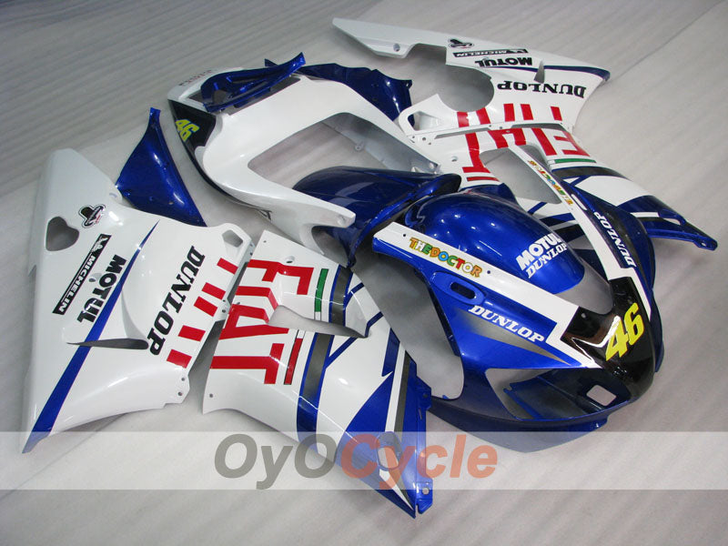 Injection Fairing kit for 98-99 YZF-R1 - Blue, White - DUNLOP, FIAT, MOTUL #OYO87900736