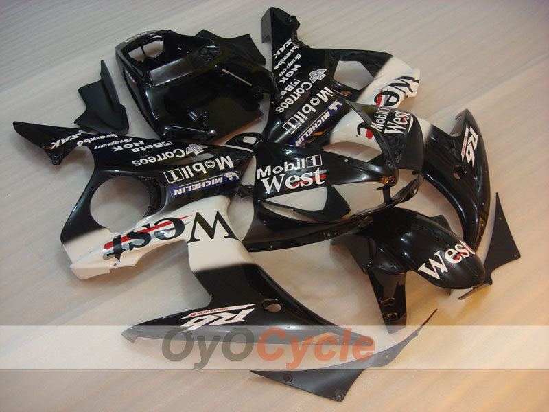 Injection Fairing kit for 03-04 YZF-R6 - White, Black - West #OYO87900929 Main image
