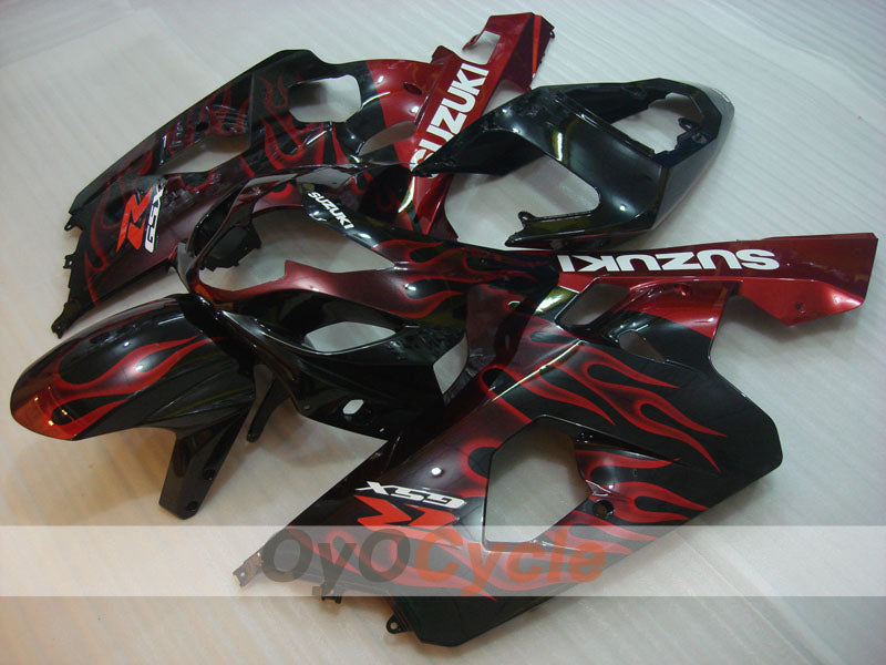 Injection Fairing kit for 04-05 GSX R750 - Red, Black - Flame #OYO87901252