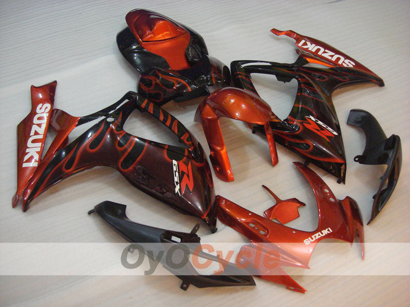 Injection Fairing kit for 06-07 GSX R750 - Orange, Black - Flame #OYO87901290 Main image