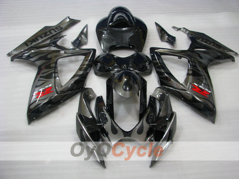 Injection Fairing kit for 06-07 GSX R750 - Black, Silver - Flame #OYO87901297