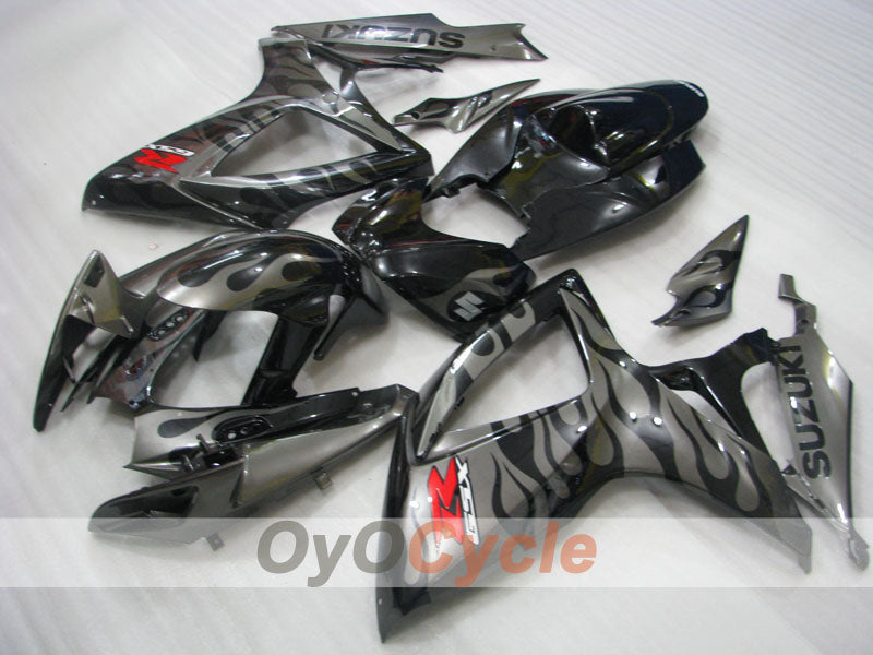 Injection Fairing kit for 06-07 GSX R750 - Black, Silver - Flame #OYO87901297