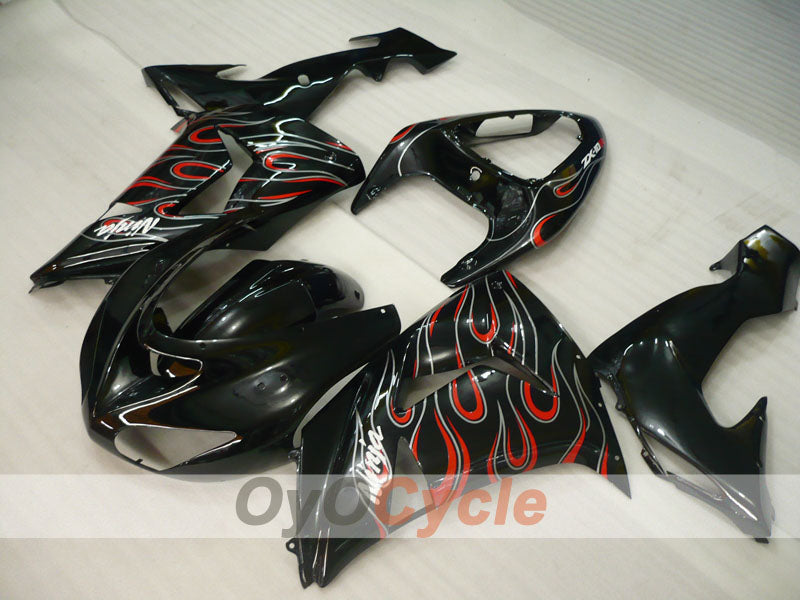 Injection Fairing kit for 06-07 NINJA ZX-10R - White, Black - Flame #OYO87901599 Main image