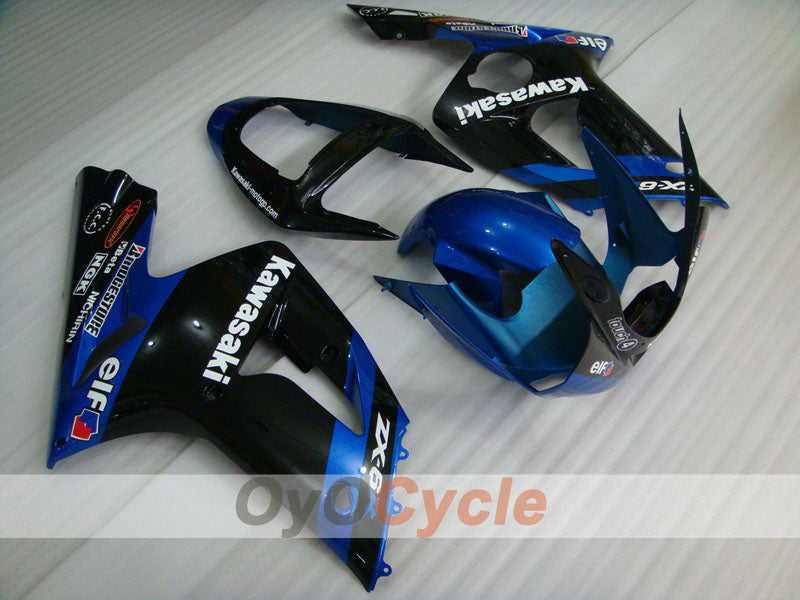 Injection Fairing kit for 03-04 NINJA ZX-6R - Blue, Black - Factory Style #OYO87901781 Main image