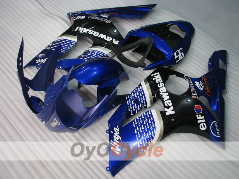 Injection Fairing kit for 03-04 NINJA ZX-6R - White, Black - Nakano #OYO87901816