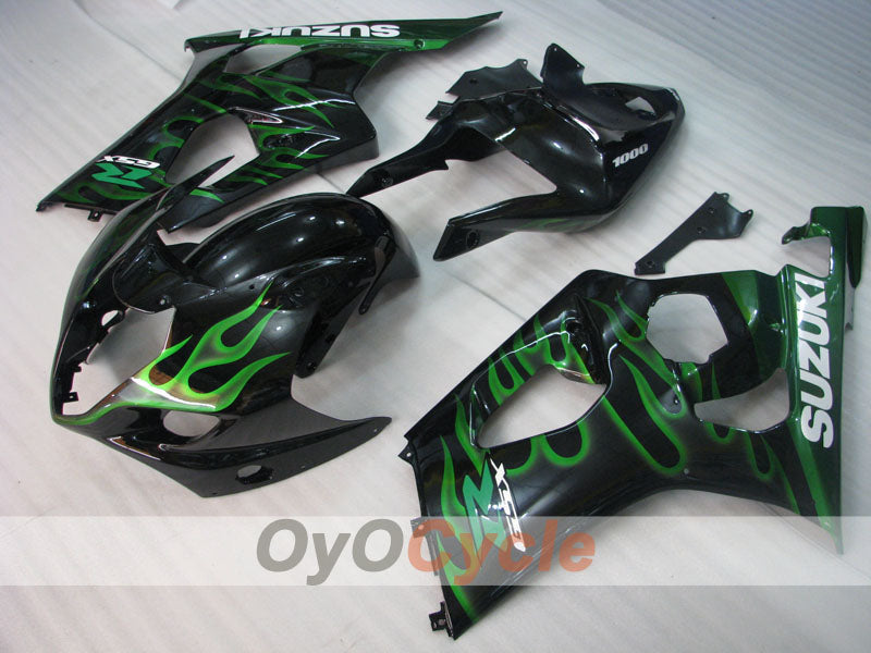 Injection Fairing kit for 03-04 GSX R1000 - Green, Black - Flame #OYO87901829 Secondary image