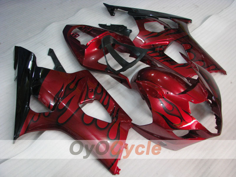 Injection Fairing kit for 03-04 GSX R1000 - Red, Black - Flame #OYO87901836 Main image