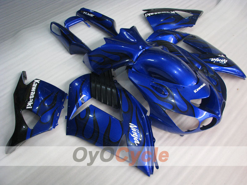 Injection Fairing kit for 06-11 NINJA ZX-14R - Blue, Black - Flame #OYO87902009 Main image