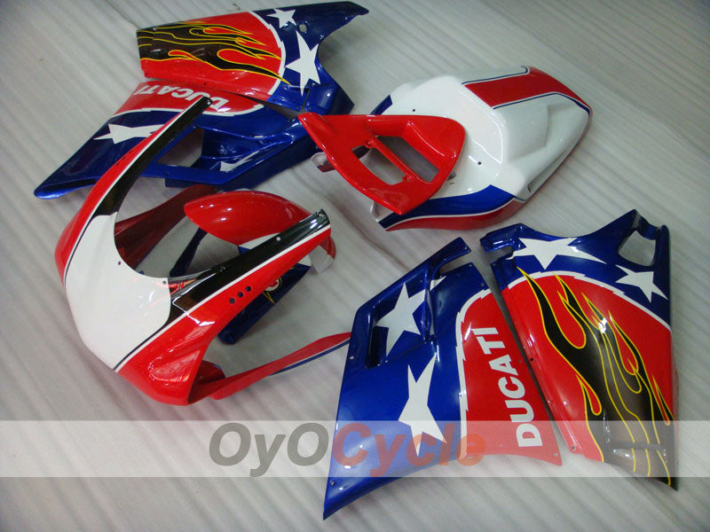 Injection Fairing kit for 94-02 Ducati 748 - Red, Silver - Flame #OYO87902065 Main image