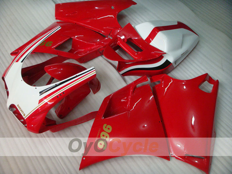Injection Fairing kit for 99-02 Ducati 996 - Red, White - Factory Style #OYO87902213 Main image